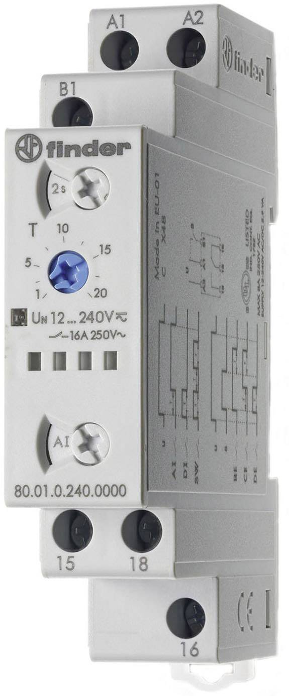 Finder 80.01.0.240.0000 Przekaźnik czasowy 80.01.0.240.0000, 24 h (max), 400 V/AC, 16 A, 1 szt.