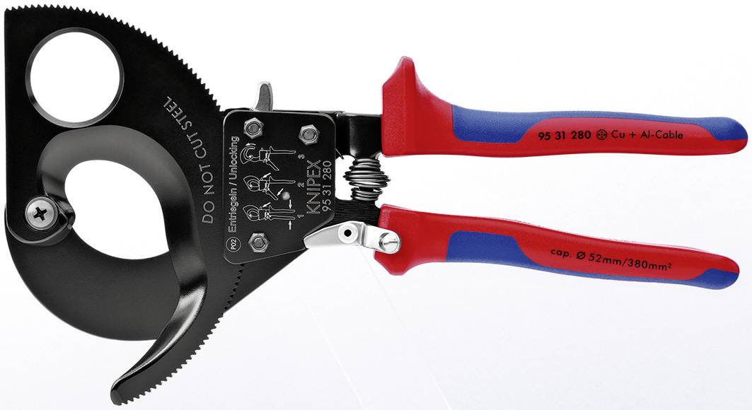 Obcinak do kabli zapadkowy Knipex 95 31 280 280 mm - obrazek 1