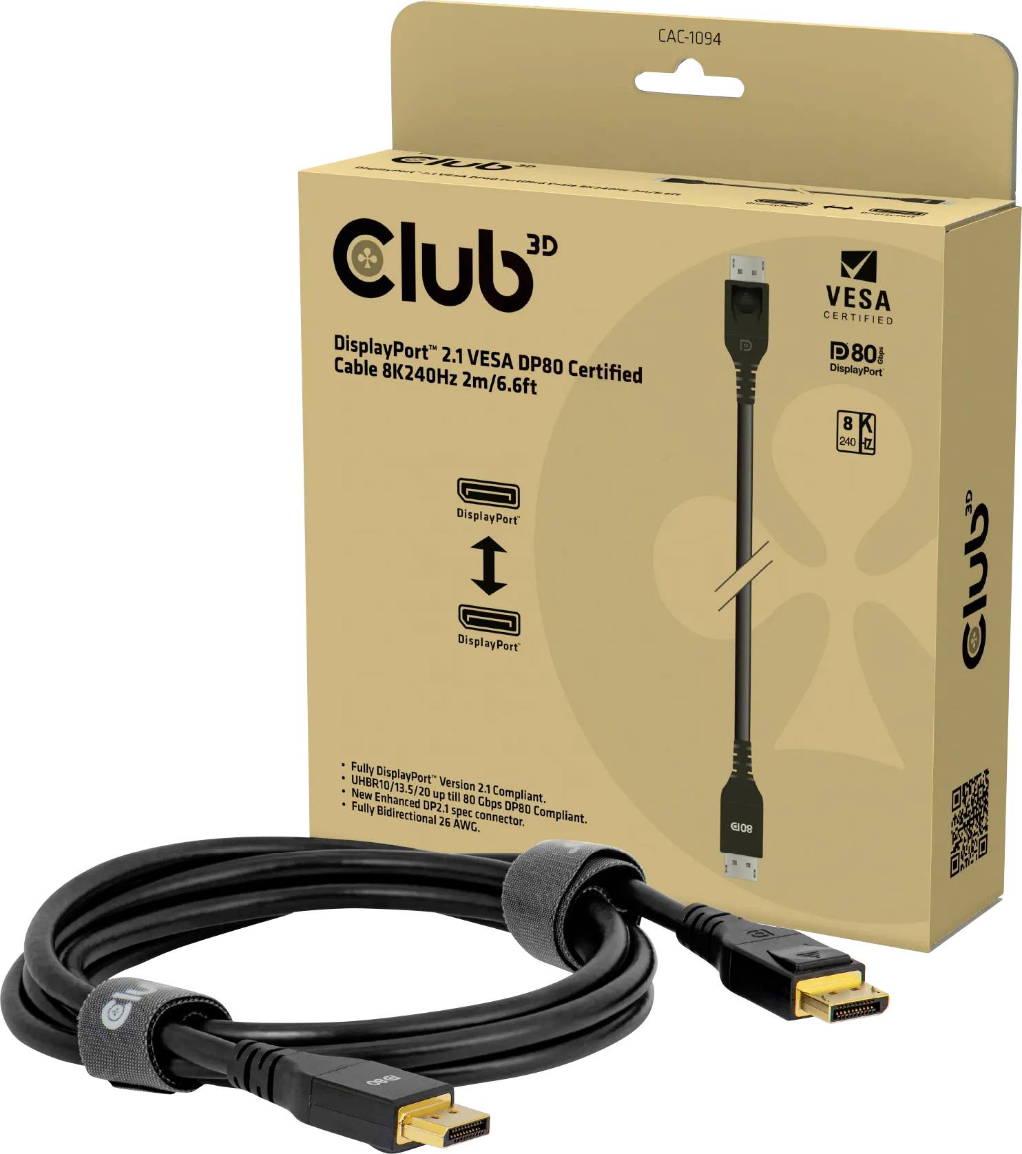przedłużacz DisplayPort club3D CAC-1094 CAC-1094, 2 m - obrazek 1