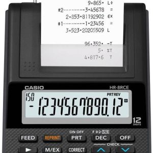 Casio HR 8 RCE black Kalkulator stacjonarny drukujący czarny Wyświetlacz: 12 bateryjne, z sieci elektrycznej (opcjonalni Casio HR 8 RCE black Kalkulator stacjonarny drukujący czarny Wyświetlacz: 12 bateryjne, z sieci elektrycznej (opcjonalni