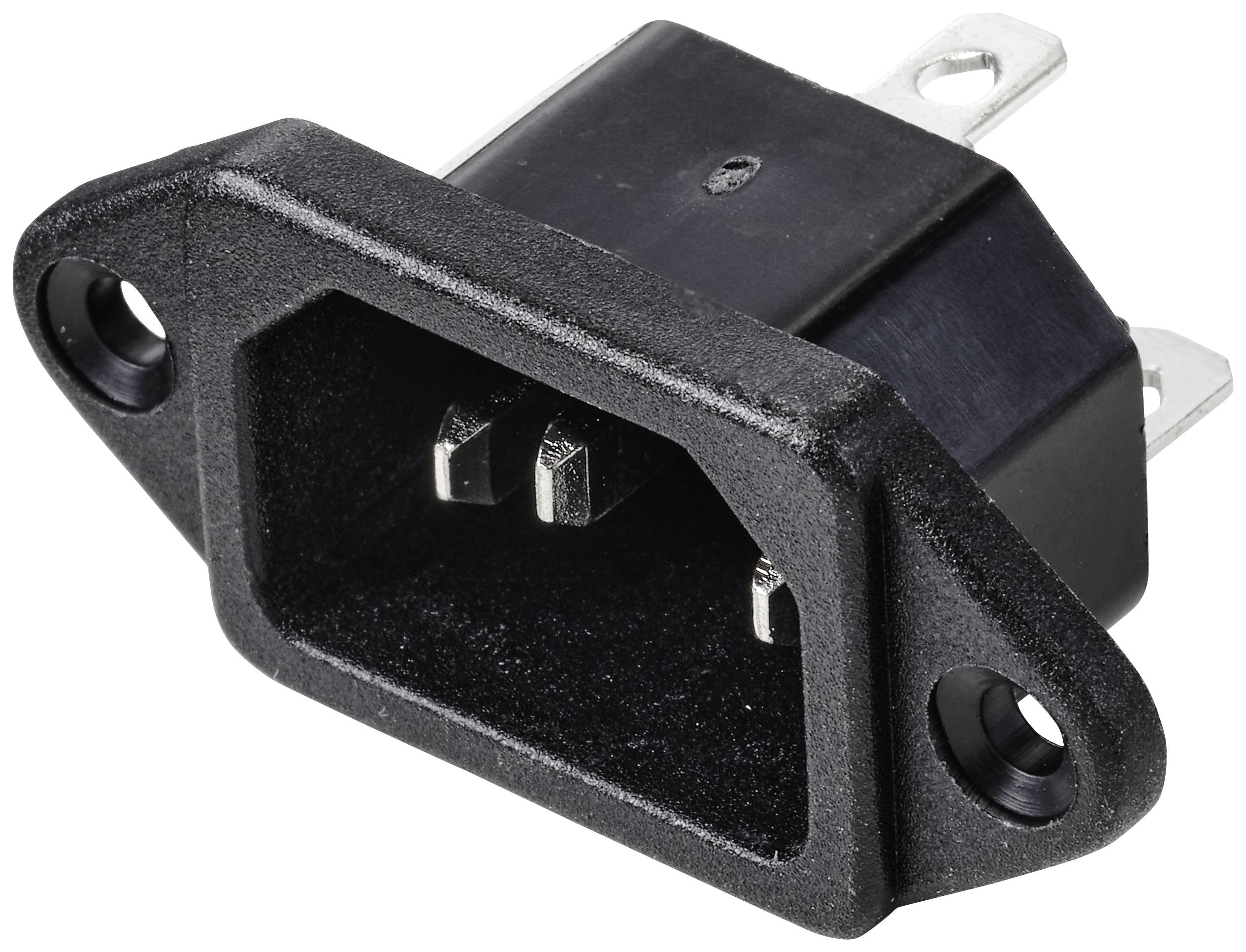 TRU COMPONENTS TC-10088412 Złącze męskie IEC C14 złącze męskie z kołnierzem Łączna ilość styków: 3 10 A czarny 1 szt. - obrazek 1
