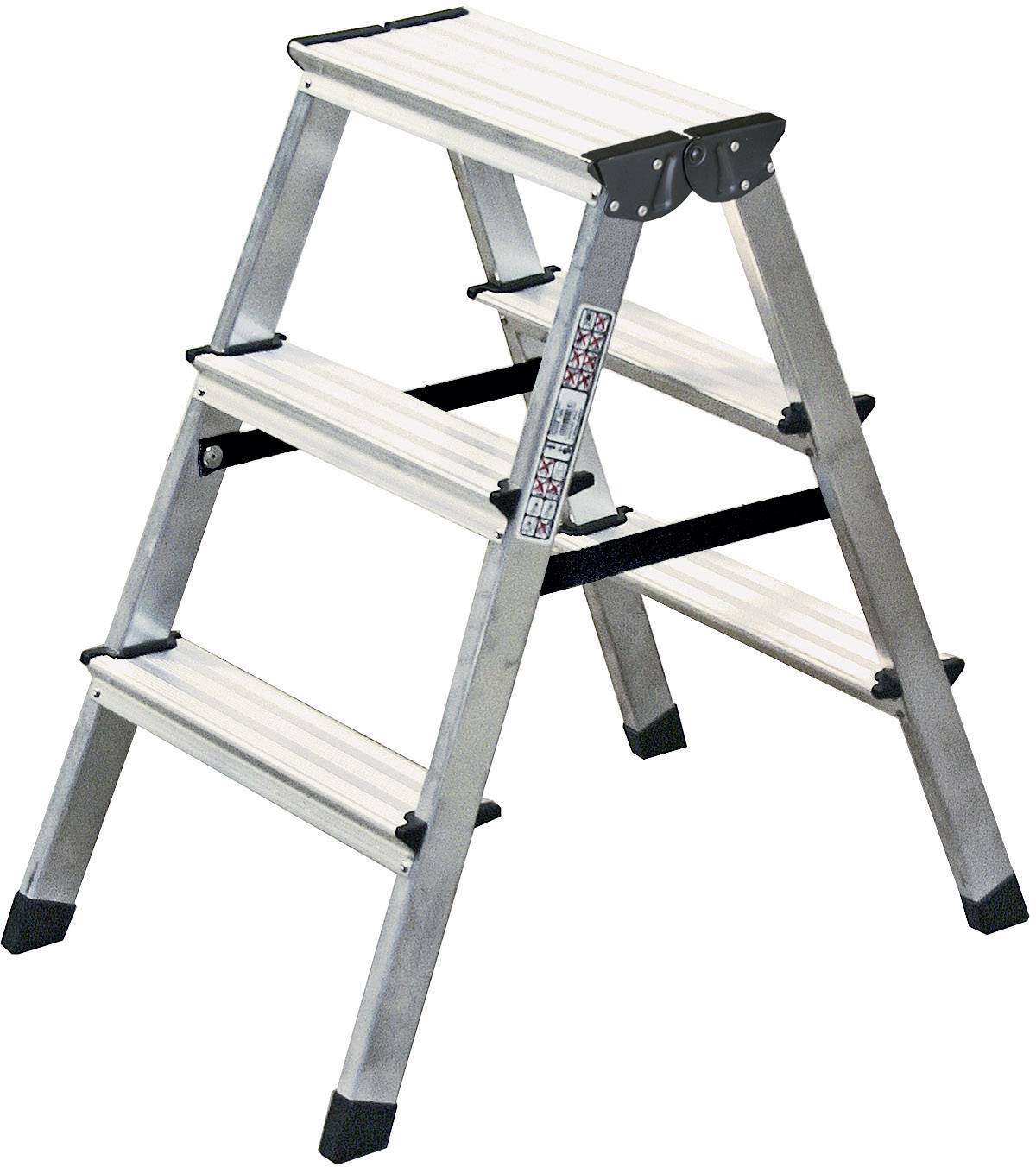 Krause 120328 aluminium Podwójna drabina ze stopniem Maksymalna wysokość robocza: 2.20 m srebrny DIN EN 131 2.4 kg - obrazek 1