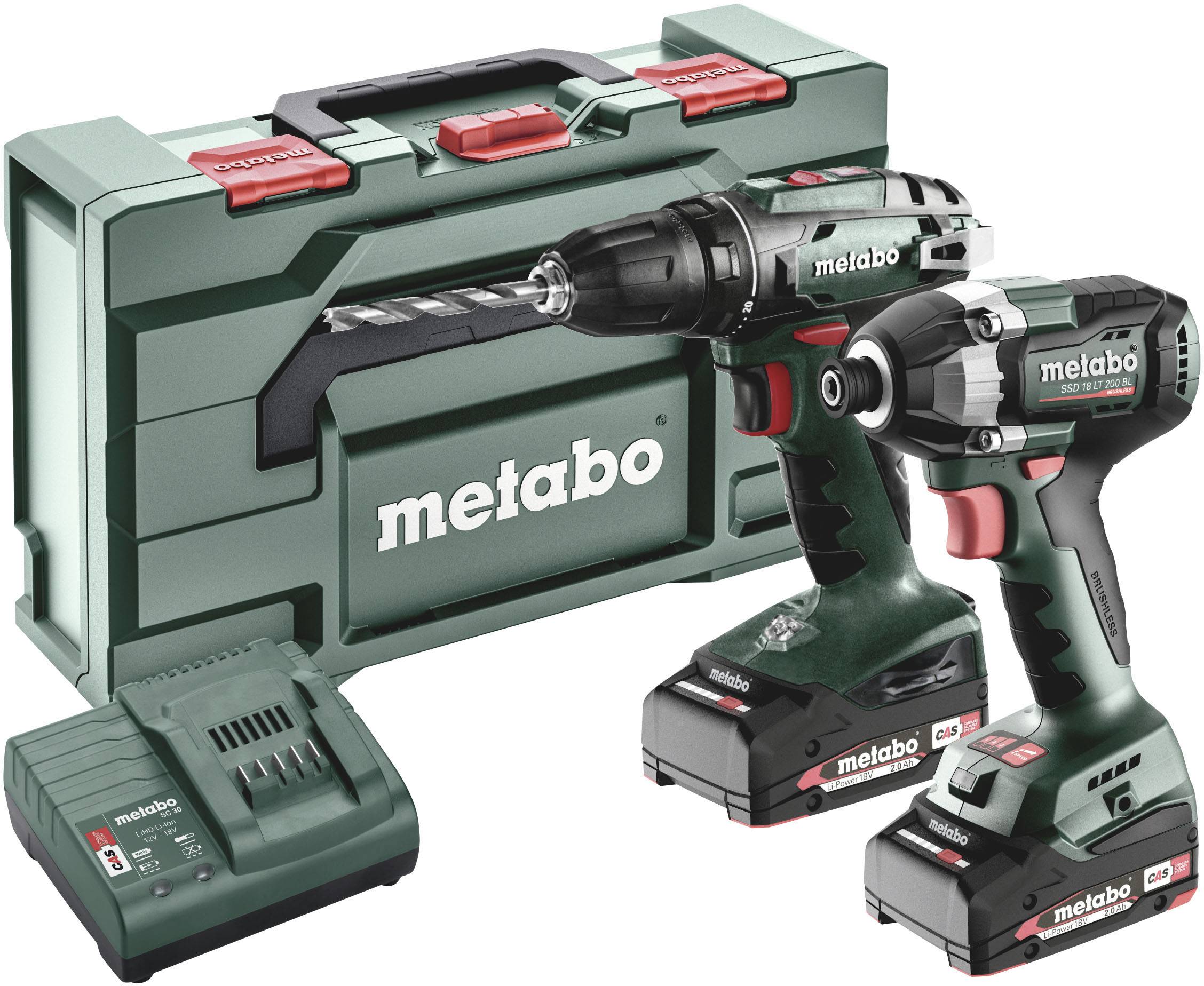 Wiertarko-wkrętarka akumulatorowa, Wkrętarka udarowa akumulatorowa Metabo BS+SSD200LTBL 685193000 18 V 2 Ah zaw. akumula - obrazek 1