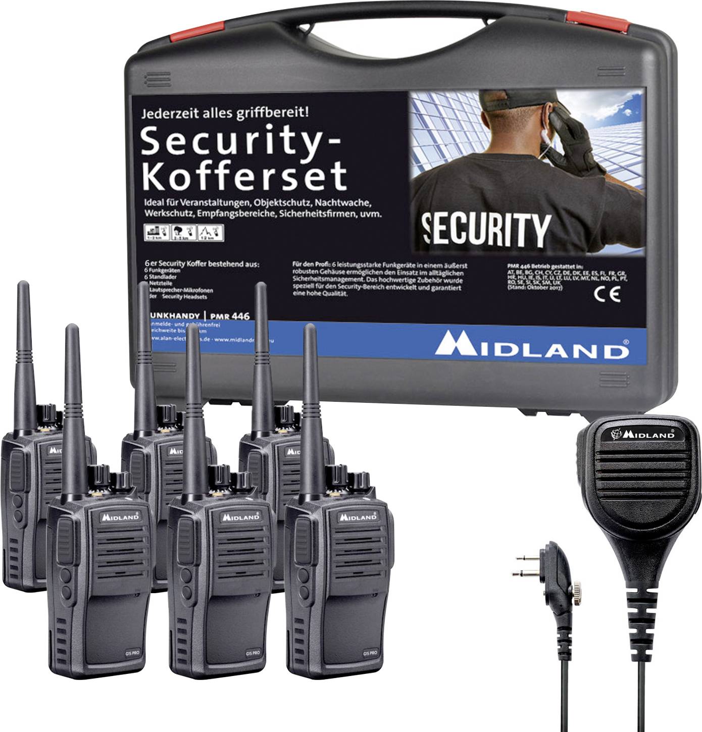 Midland G15 Pro NC PMR 6er Security inkl. MA 25-M C1127.S5 Radiotelefon PMR Zestaw 6-elementowy - obrazek 1