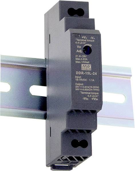MEAN WELL DDR-15G-12 Przetwornik DC/DC na szynę DIN 12 V/DC 1.25 A 15 W Ilość wyjść:1 x Opis 1 szt. - obrazek 1