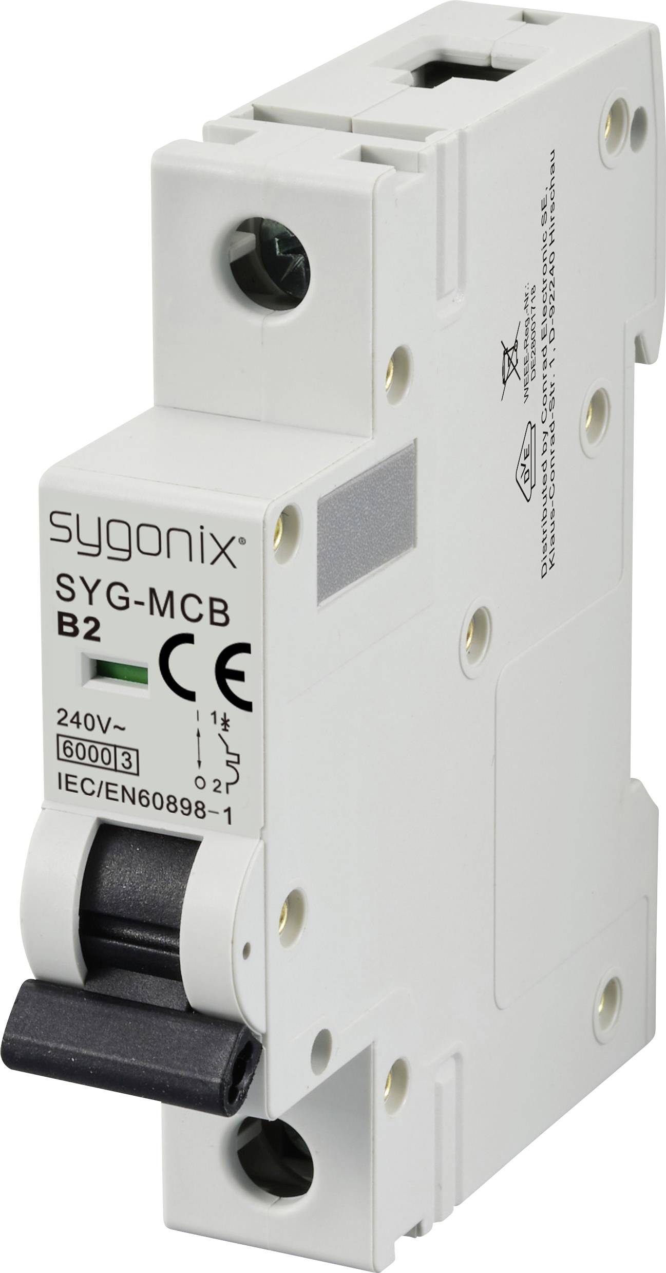 Wyłącznik automatyczny Sygonix SYG-MCB 1P/B2/6KA SY-6437976, 1 styk, 240 V/AC, 2 A - obrazek 1