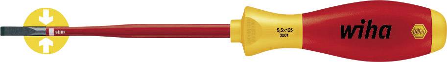 Wkrętak płaski VDE Wiha Schlitz-Schraubendreher 4,0mm SoftFinish-slimFix VDE1000V 35390 Szerokość klingi: 4 mm Długość k - obrazek 1