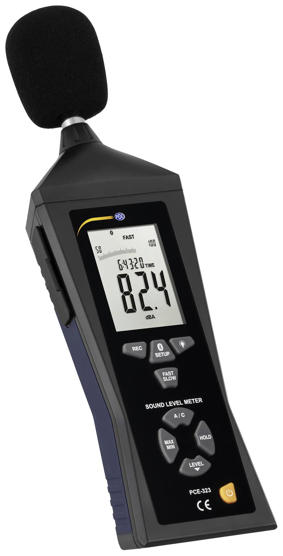 PCE Instruments Decybelomierz Rejestrator danych 30 - 130 dB 30 Hz - 8 kHz USB, Bluetooth - obrazek 1