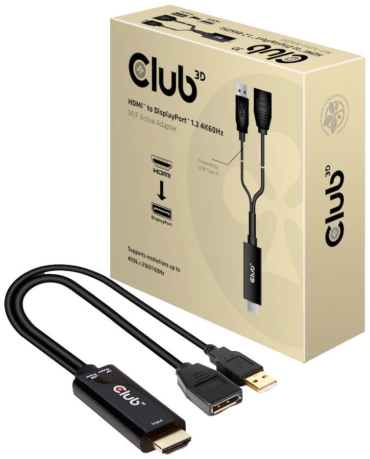 adapter HDMI, DisplayPort club3D Adapter HDMI 2.0 - DP 1.2 4K60Hz CAC-1331, 0 mm - obrazek 1