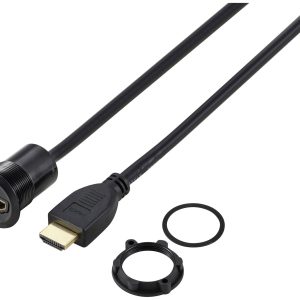 TRU COMPONENTS TC-11980468 Gniazdo adaptera panelu HDMI 2.0 złącze żeńskie HDMI złącze męskie HDMI czarny Ilość styków: TRU COMPONENTS TC-11980468 Gniazdo adaptera panelu HDMI 2.0 złącze żeńskie HDMI złącze męskie HDMI czarny Ilość styków: