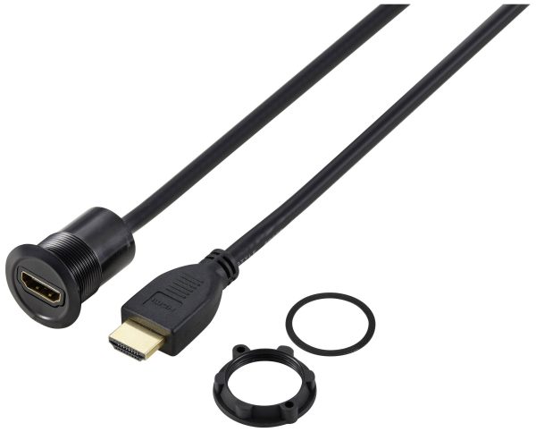 TRU COMPONENTS TC-11980468 Gniazdo adaptera panelu HDMI 2.0 złącze żeńskie HDMI złącze męskie HDMI czarny Ilość styków:
