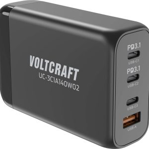 VOLTCRAFT UC-3C1A140W02 Ładowarka USB 140 W 3x USB-C®, 1x USB-A Ilość wyjść: 4 x GaN, USB Power Delivery (USB-PD), Szybk VOLTCRAFT UC-3C1A140W02 Ładowarka USB 140 W 3x USB-C®, 1x USB-A Ilość wyjść: 4 x GaN, USB Power Delivery (USB-PD), Szybk