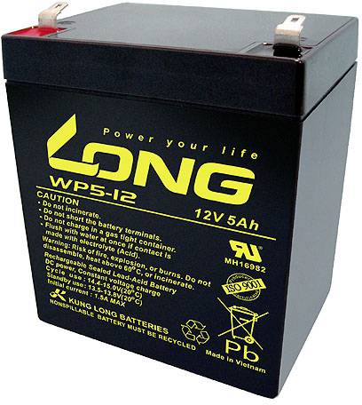 Akumulator ołowiowy Long WP5-12/F2, AGM, 12 V, 5 Ah - obrazek 1