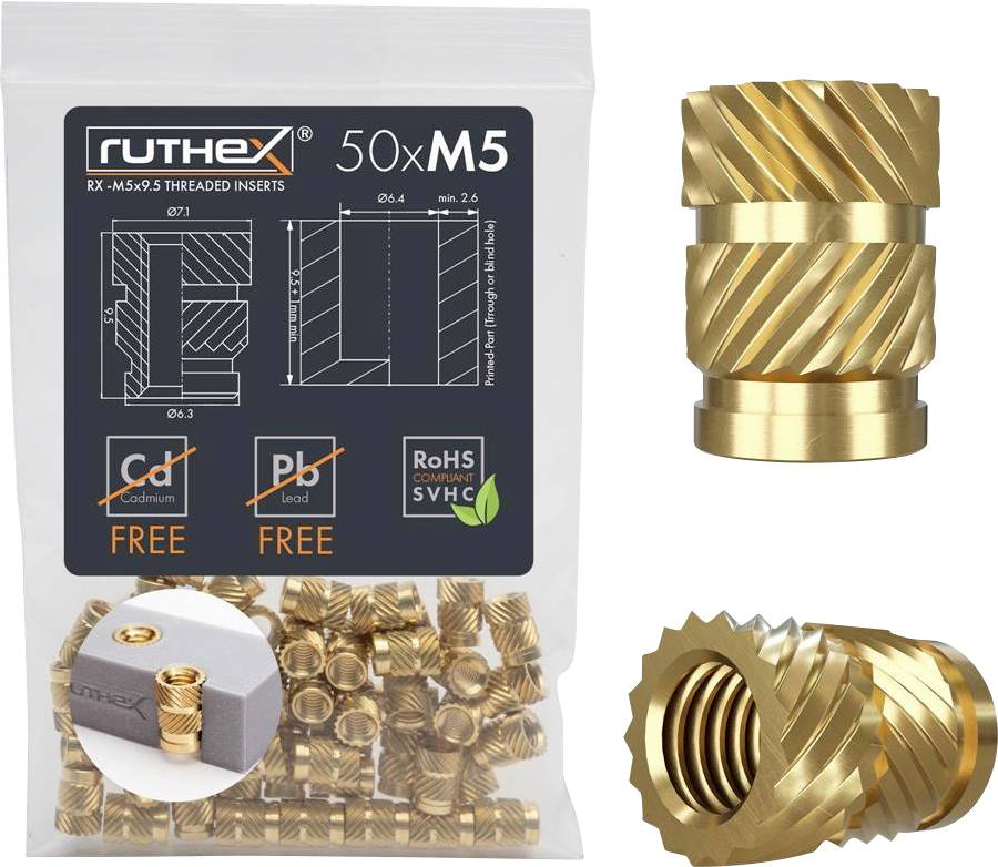 ruthex wkładka gwintowana RX-M5x9.5 GE-M5x95-001 - obrazek 1