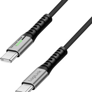 LogiLink USB-C Kabel USB 3.2 Gen2x2 Złącze męskie USB-C® 1.50 m czarny z LED, 4K UHD, wtyczka po obu stronach CU0433 LogiLink USB-C Kabel USB 3.2 Gen2x2 Złącze męskie USB-C® 1.50 m czarny z LED, 4K UHD, wtyczka po obu stronach CU0433