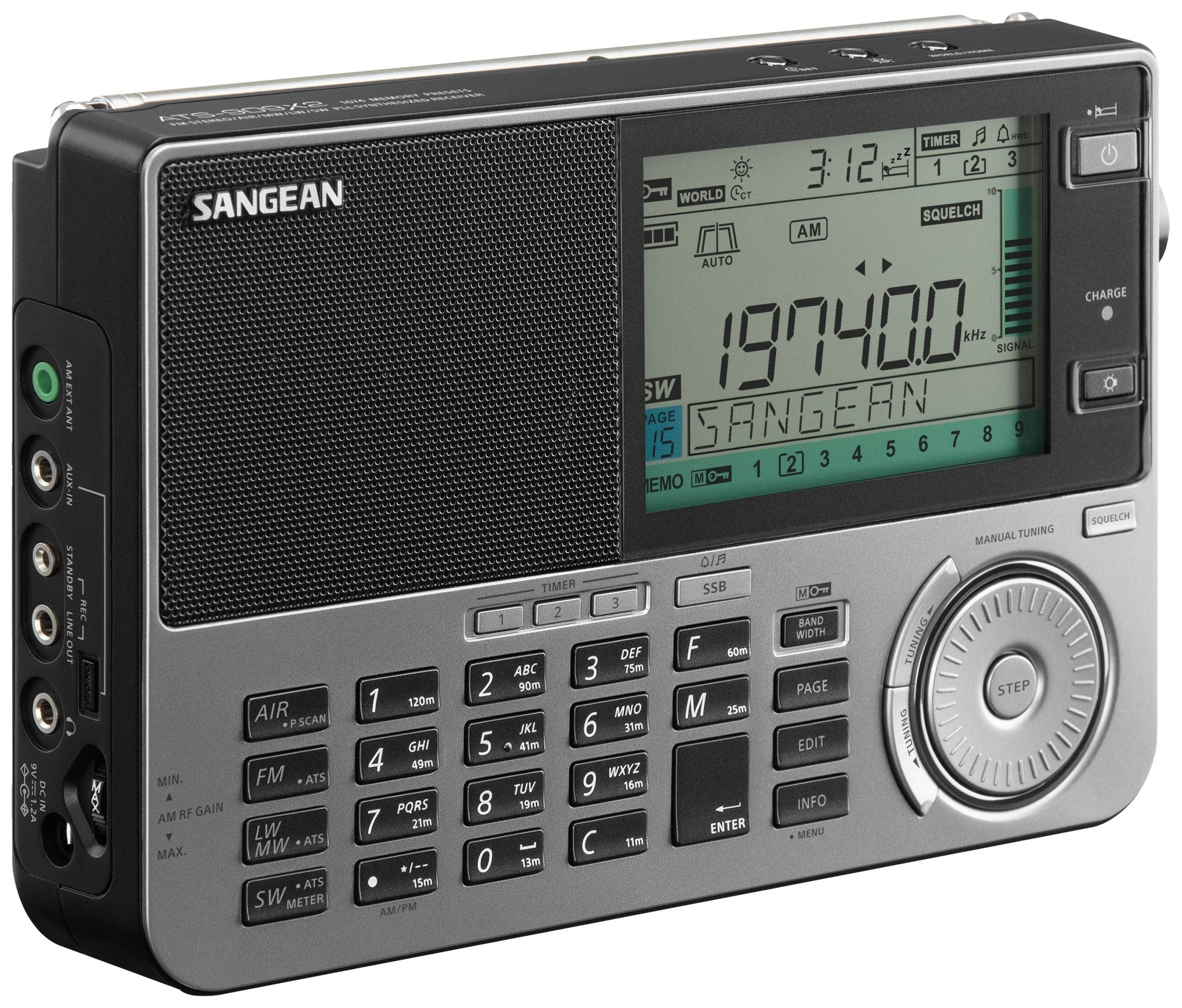 Radio globalne Sangean ATS-909X2 fale metrowe (VHF), fale długie (LF/LW), fale średnie (MF) funkcja budzika czarny - obrazek 1