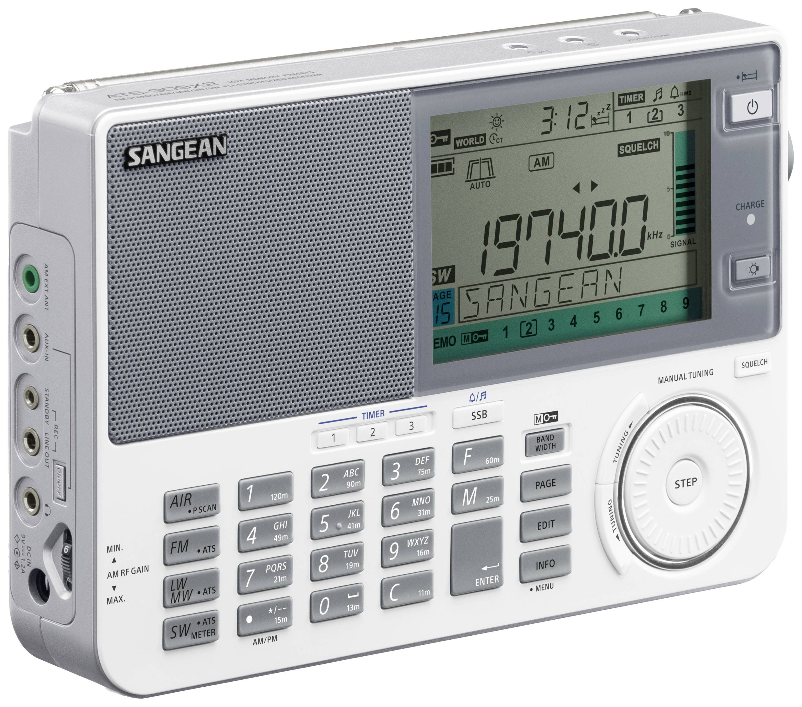 Radio globalne Sangean ATS-909X2 fale metrowe (VHF), fale długie (LF/LW), fale średnie (MF) funkcja budzika biały - obrazek 1