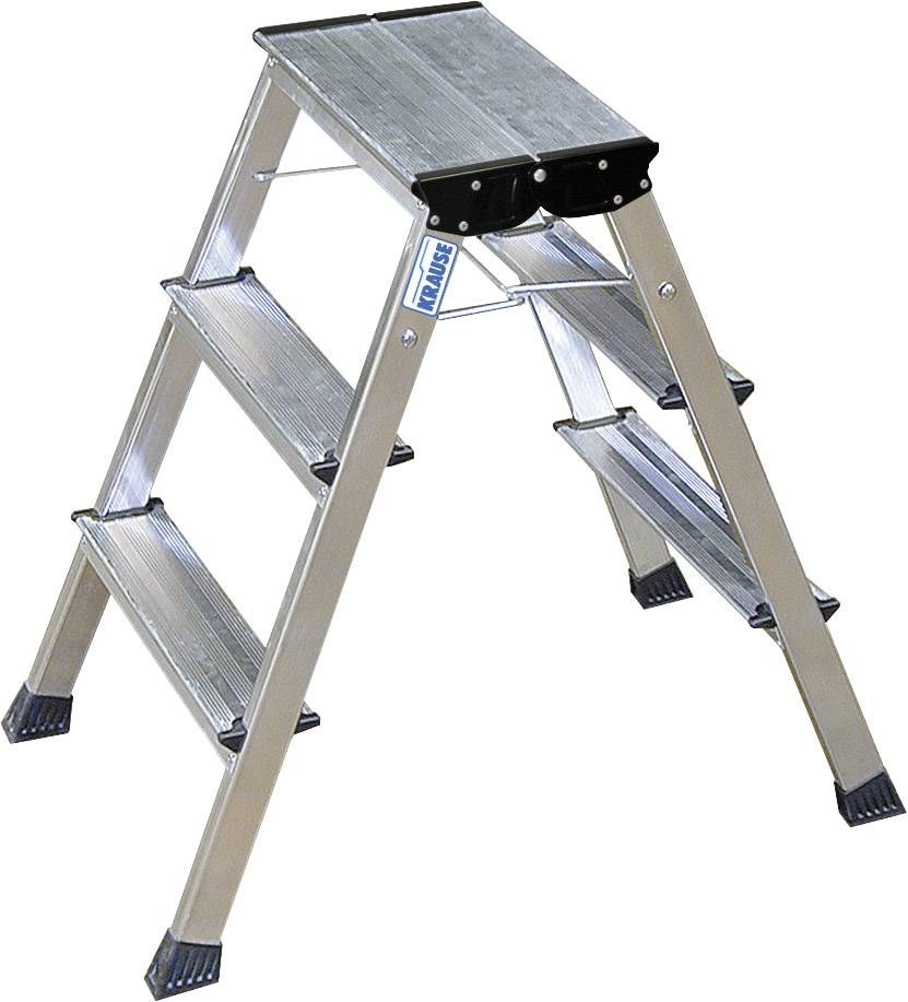 Drabina aluminiowa z kółkami Krause 130068, 2 x 3 stopnie, składana, max. 2,44 m - obrazek 1