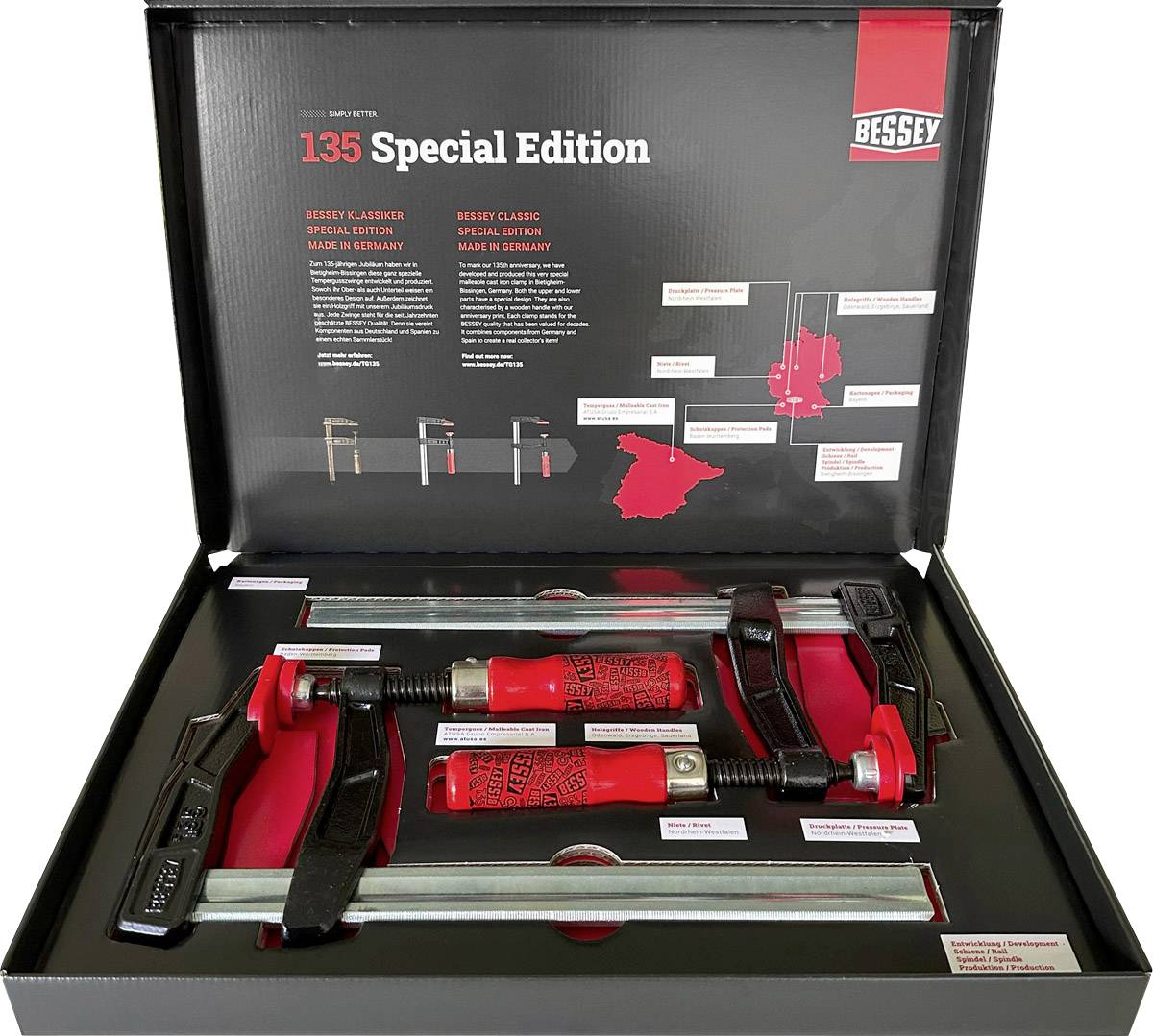 Bessey TGA25SET-135 Zacisk śrubowy Maksymalna szerokość mocowania:250 mm Posuw:120 mm - obrazek 1