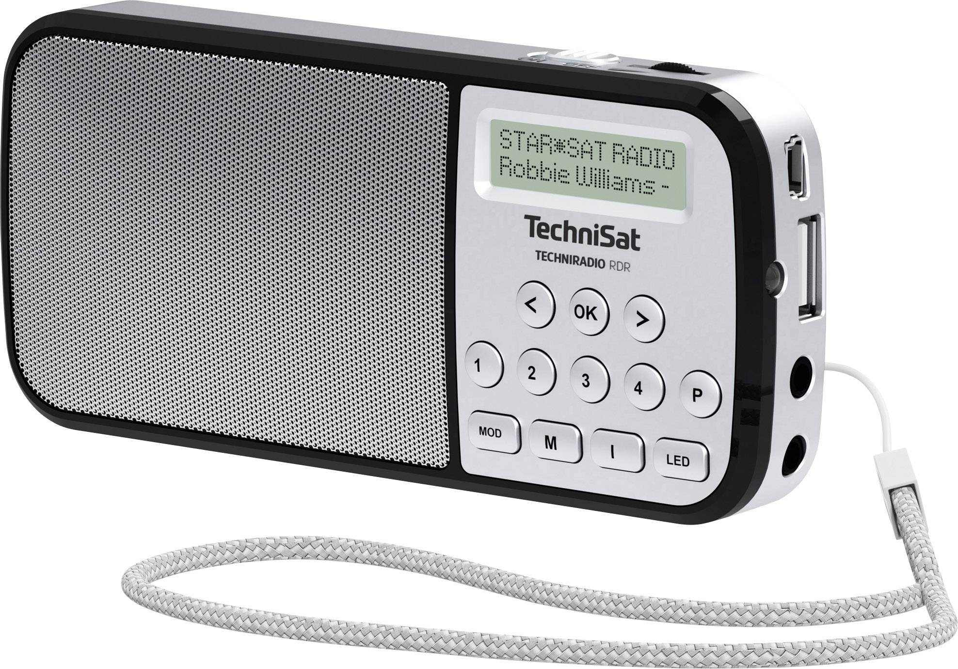 Radio kieszonkowe TechniSat Techniradio RDR DAB+, fale metrowe (VHF) latarka kieszonkowa srebrny - obrazek 1
