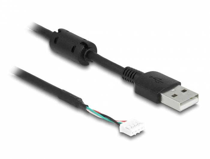 Delock Kabel USB USB 2.0 Złącze męskie USB-A, Złącze męskie 4 pin. 1.50 m czarny ze złączem słupowym 12089 - obrazek 1