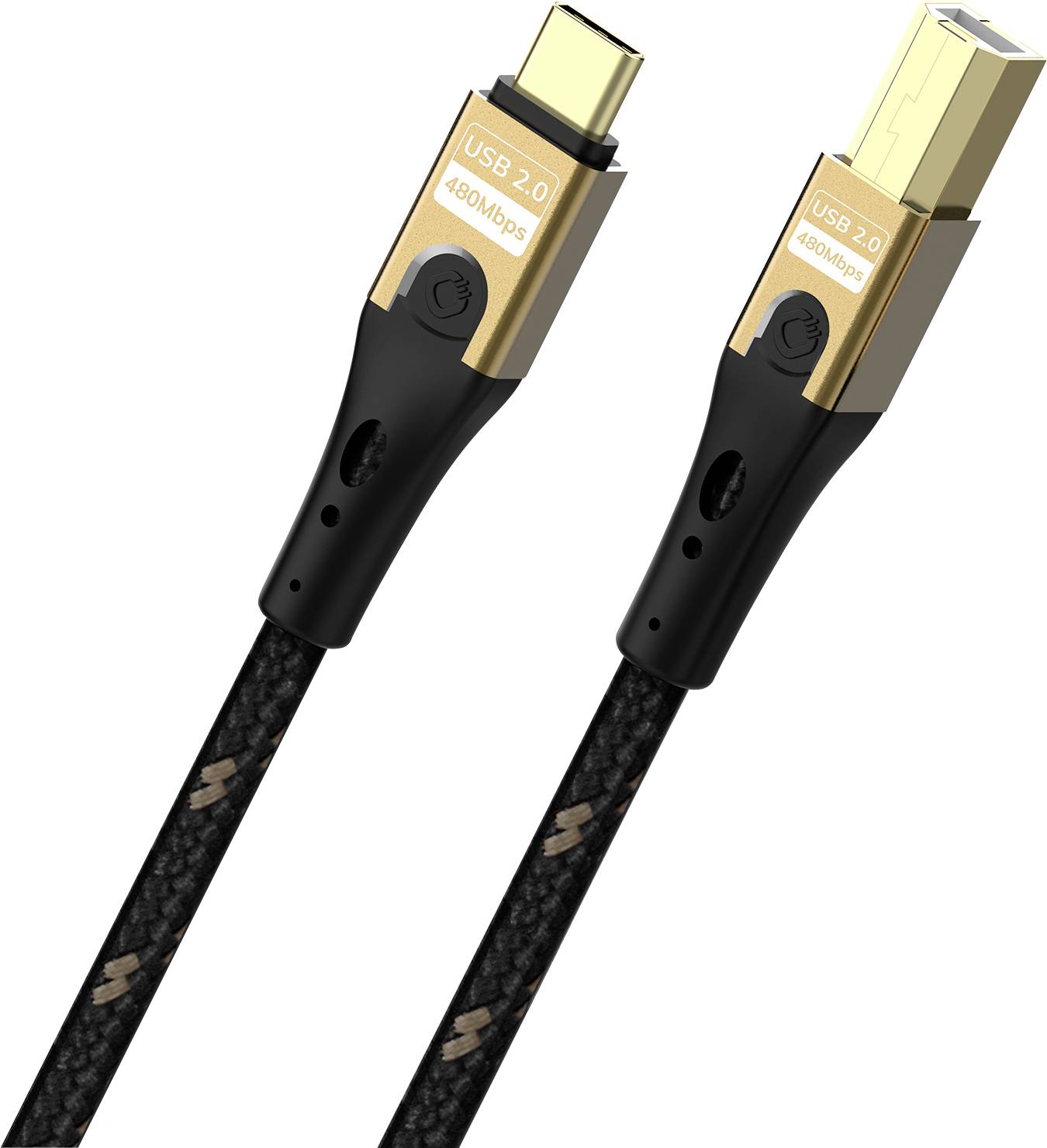 Oehlbach USB-C Kabel USB 2.0 USB-C®, Złącze męskie USB-B 1 m czarny/złoty ekranowanie plecione D1C9547 - obrazek 1