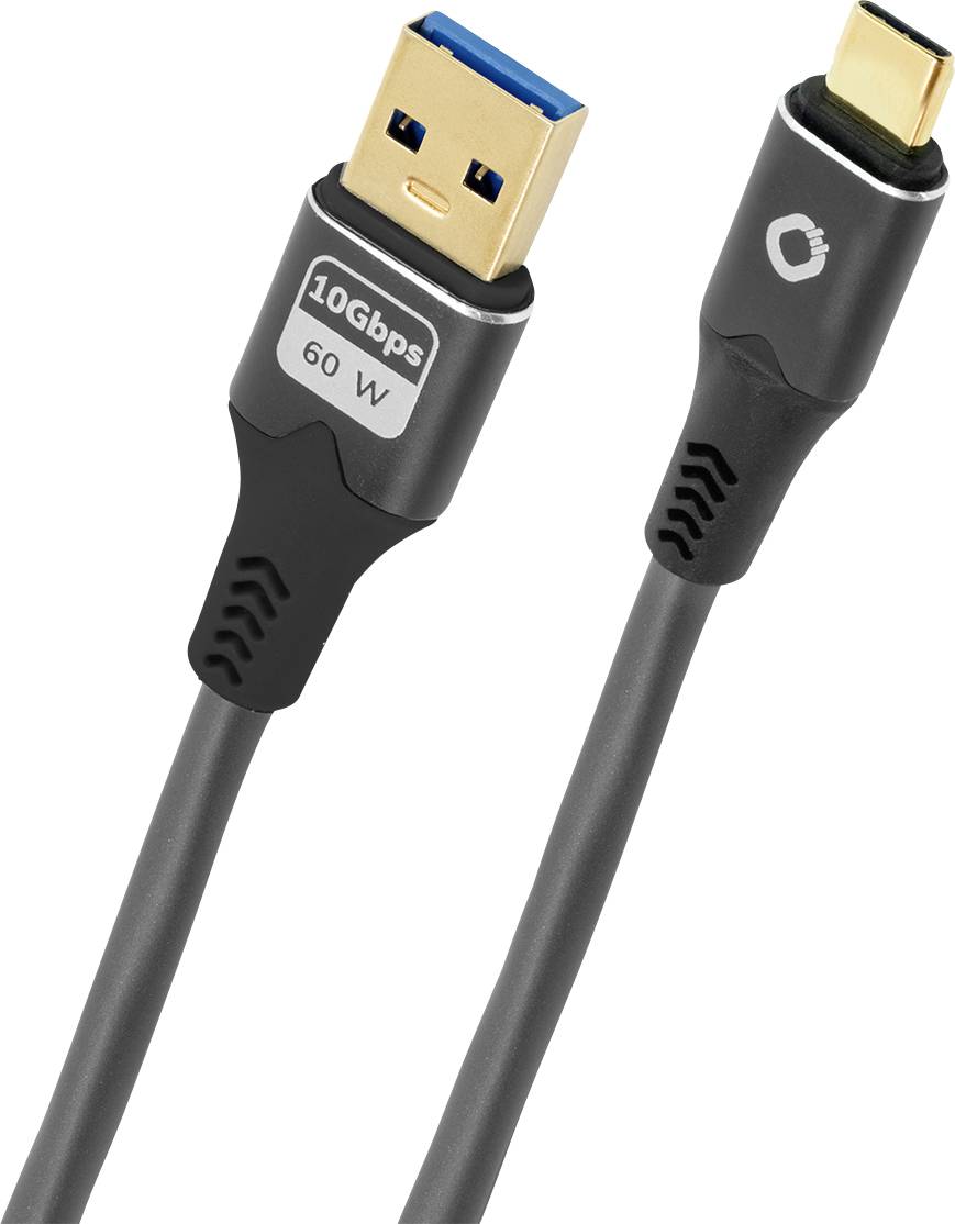 Oehlbach Kabel USB USB 3.2 Gen1 Złącze męskie USB-C®, Złącze męskie USB-A 1 m antracytowy styki pozłacane D1C9372 - obrazek 1
