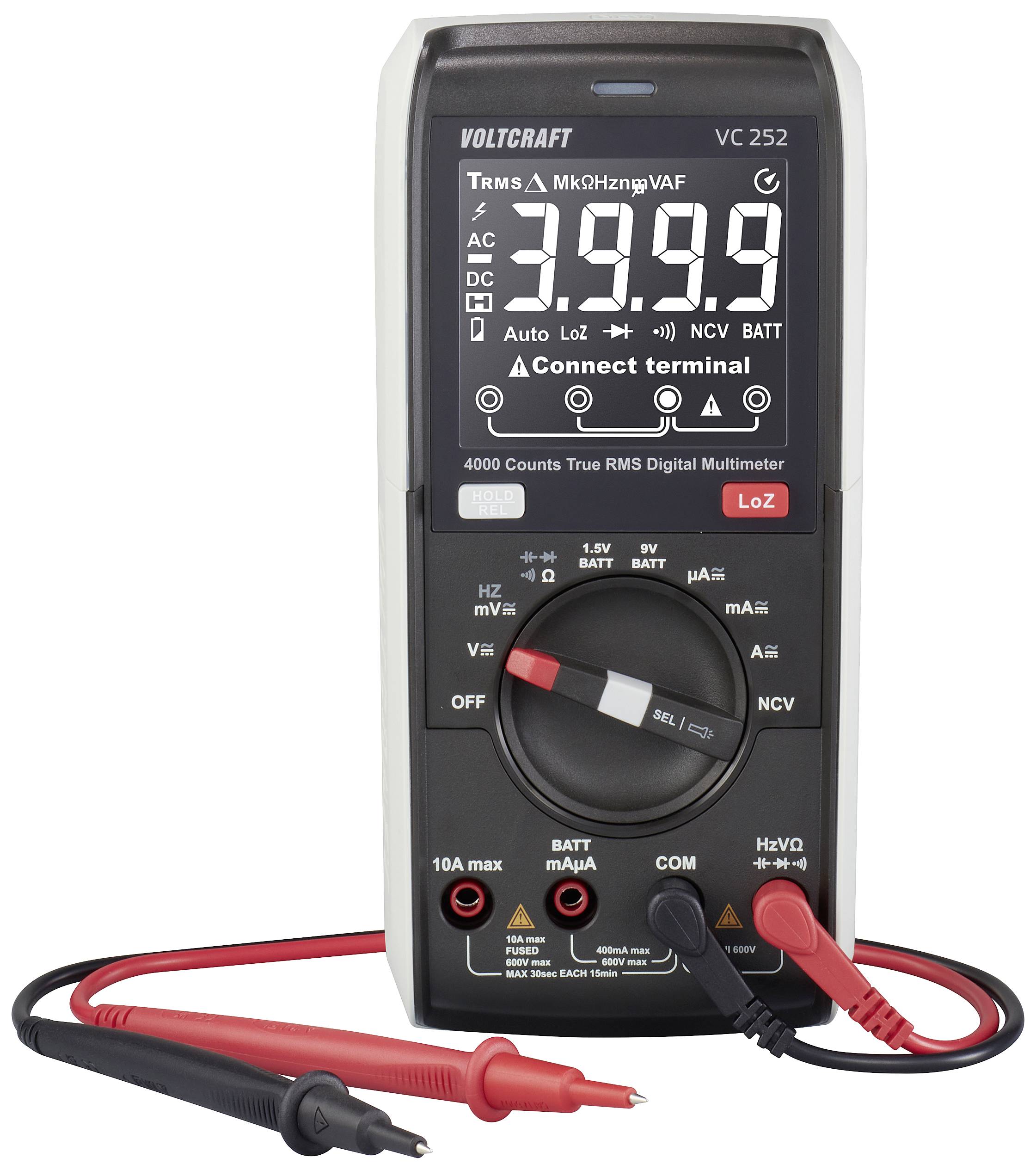 VOLTCRAFT VC252 Multimetr cyfrowy True RMS LoZ CAT III 600 V Wyświetlane liczby: 4000 - obrazek 1