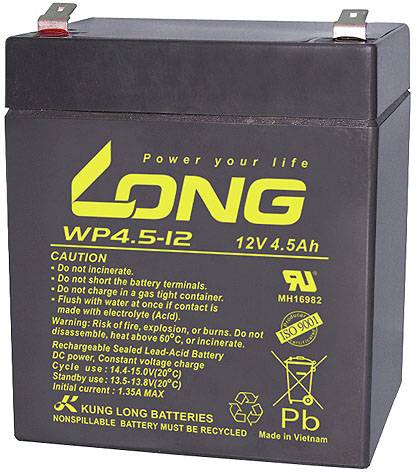 Akumulator ołowiowy Long WP4.5-12 WP4.5-12, AGM, 12 V, 4.5 Ah - obrazek 1