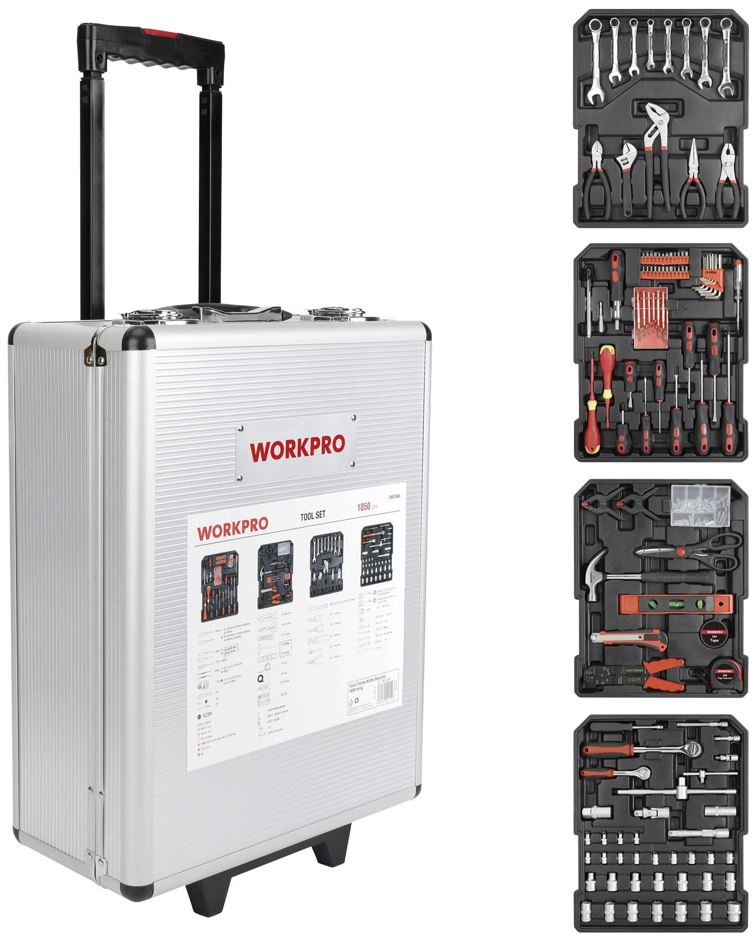 WorkPro WP1050 Zestaw narzędzi WORKPRO w aluminiowej walizce 1050 szt. (D x S x W) 37 x 20 x 51 cm - obrazek 1