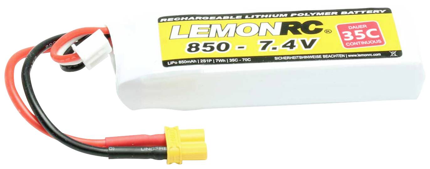 Pakiet akumulatorów (LiPo) 7.4 V 850 mAh 35 C LemonRC Softcase XT30 - obrazek 1