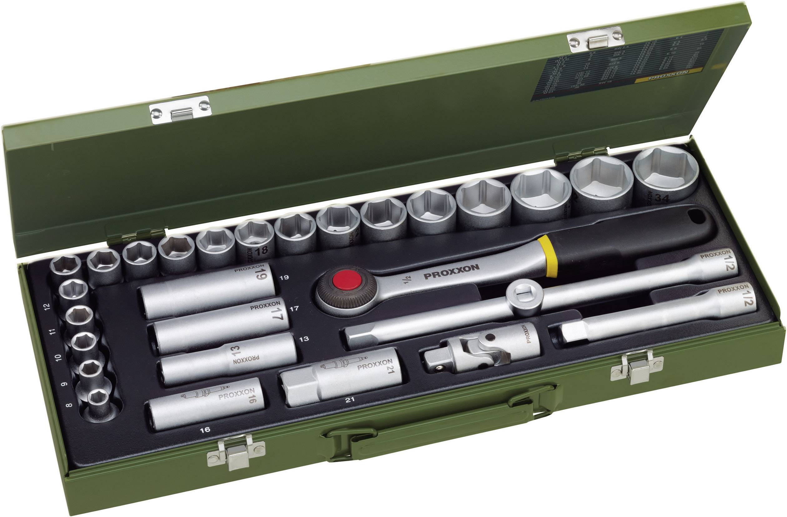 Klucze nasadowe z grzechotką Proxxon Industrial 23000, 1/2" (12.5 mm), stal chromowo-wanadowa, 29 szt. - obrazek 1