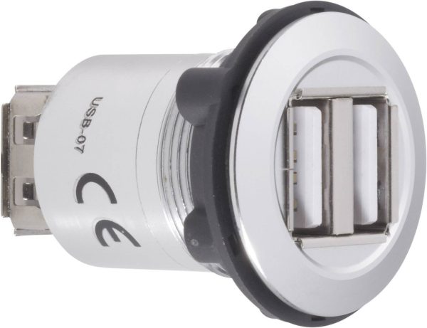TRU COMPONENTS USB-07 Podwójne gniazdo do zabudowy USB 2.0 złącze żeńskie do wbudowania 2 x Złącze żeńskie USB typu A na
