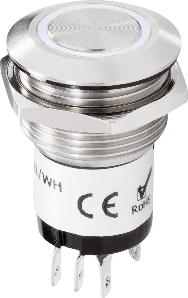 Przycisk do dzwonka Renkforce, 24 V DC/ 2 A, 24 V AC/ 1 A, IP66, stali szlachetnej, biały