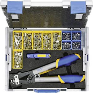 Klauke LBOXX65B Zestaw – zaciskarka 223 szt. końcówki kablowe okrągłe, złączki rurowe 6 do 50 mm² z nożycami do kabli, z Klauke LBOXX65B Zestaw – zaciskarka 223 szt. końcówki kablowe okrągłe, złączki rurowe 6 do 50 mm² z nożycami do kabli, z