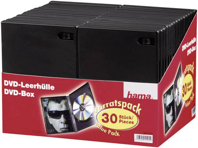 Pudełko na płyty DVD Hama, zestaw 30 szt., czarne - obrazek 1