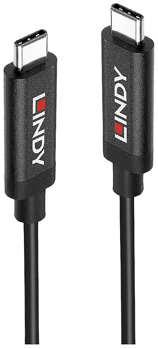 LINDY Kabel USB USB 3.2 Gen2 Złącze męskie USB-C®, Złącze męskie USB-C® 5.00 m czarny konstrukcja aktywna z wzmocnieniem - obrazek 1