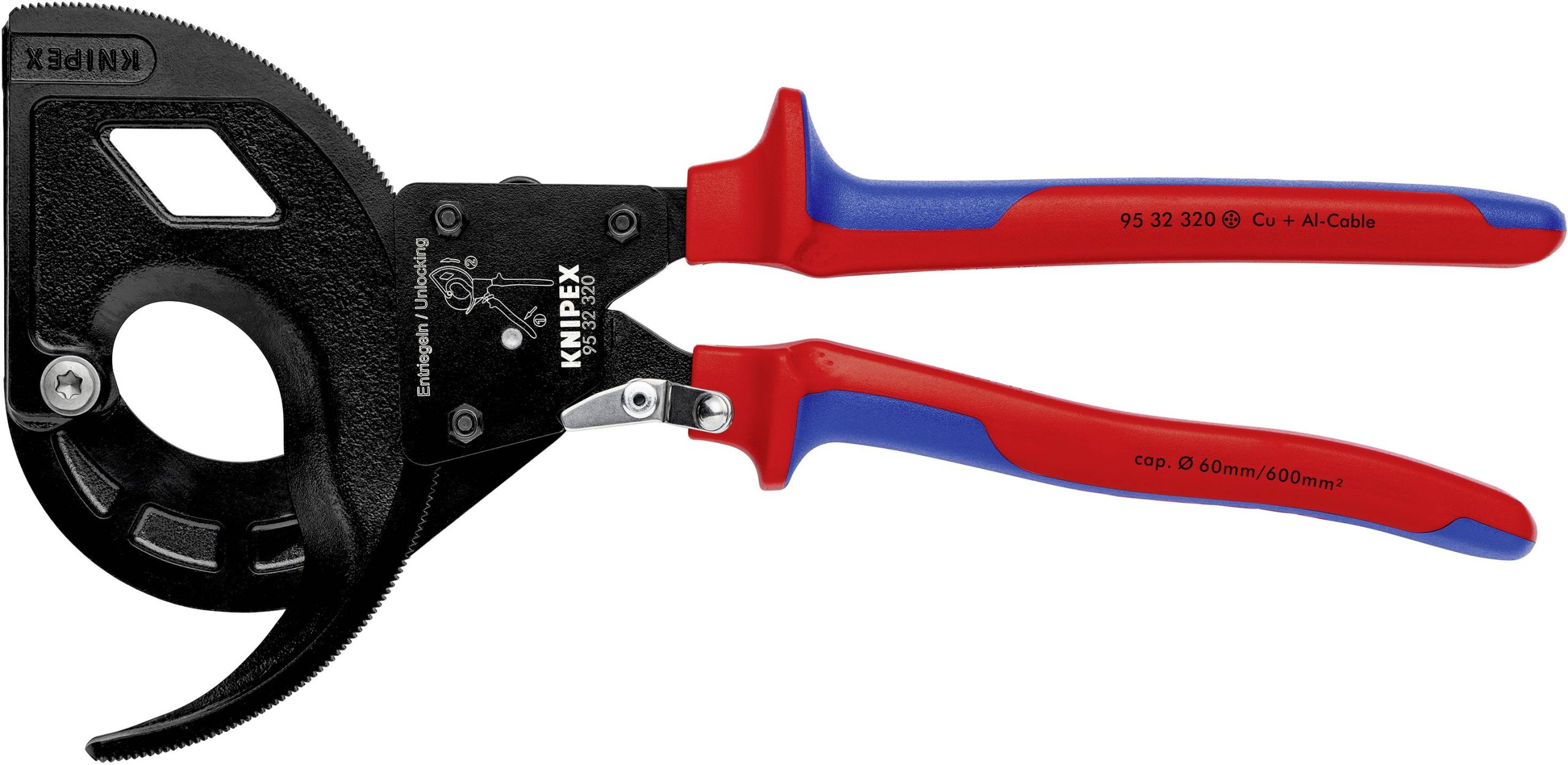 Obcinak do kabli zapadkowy Knipex 95 32 320 320 mm - obrazek 1
