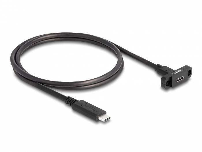 Delock USB-C Kabel USB 3.2 Gen2 Złącze żeńskie USB-C®, Złącze męskie USB-C® 1.00 m czarny 87824 - obrazek 1