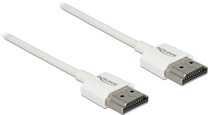 Delock HDMI kabel Wtyczka HDMI-A 2 m biały 85137 styki pozłacane , 4K UHD, konstrukcja skręcana, potrójne ekranowanie Ka - obrazek 1