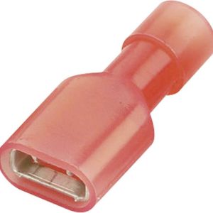 Konektor żeński, pełna izolacja PA, tuleja, 6,3×0,8 mm, 0.5-1.0 mm2, czerwony Konektor żeński, pełna izolacja PA, tuleja, 6,3×0,8 mm, 0.5-1.0 mm2, czerwony