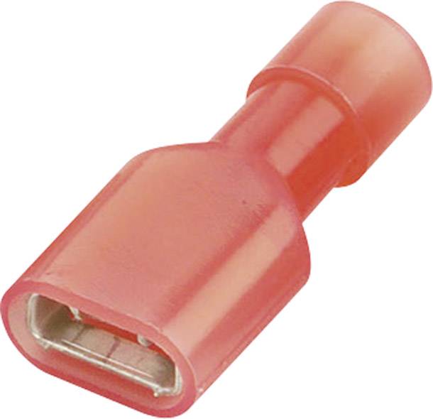 Konektor żeński, pełna izolacja PA, tuleja, 6,3x0,8 mm, 0.5-1.0 mm2, czerwony - obrazek 1