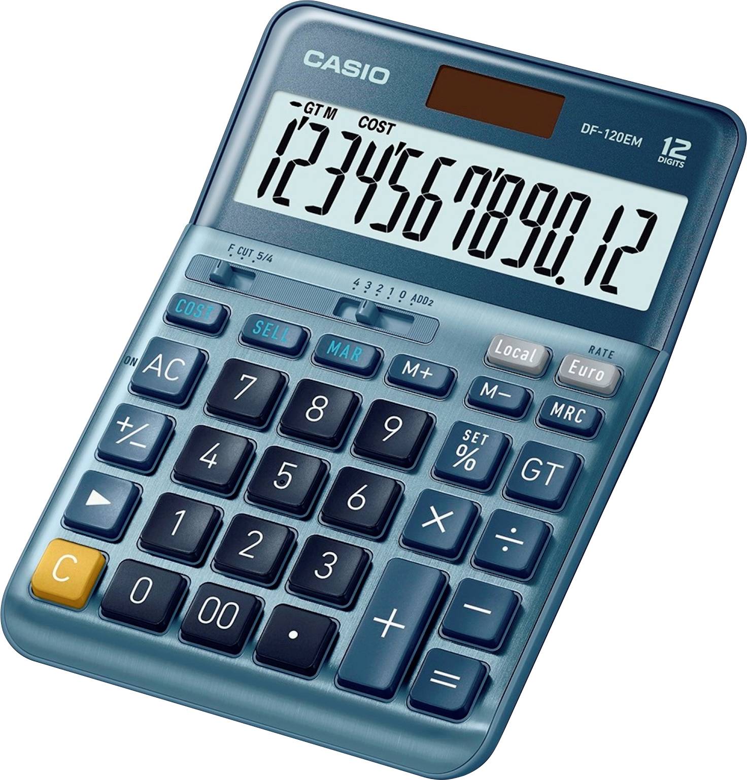 Casio DF-120EM Kalkulator stołowy niebieski Wyświetlacz: 12 energią słoneczną (D x S x W) 126 x 179 x 29 mm - obrazek 1