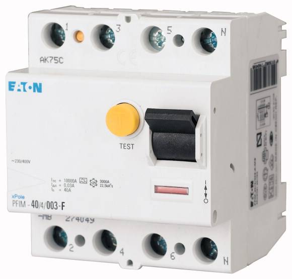 Eaton 187456 Wyłącznik różnicowoprądowy dla mieszanych częstotliwości G/F 4 styki 40 A 0.03 A 230 V - obrazek 1