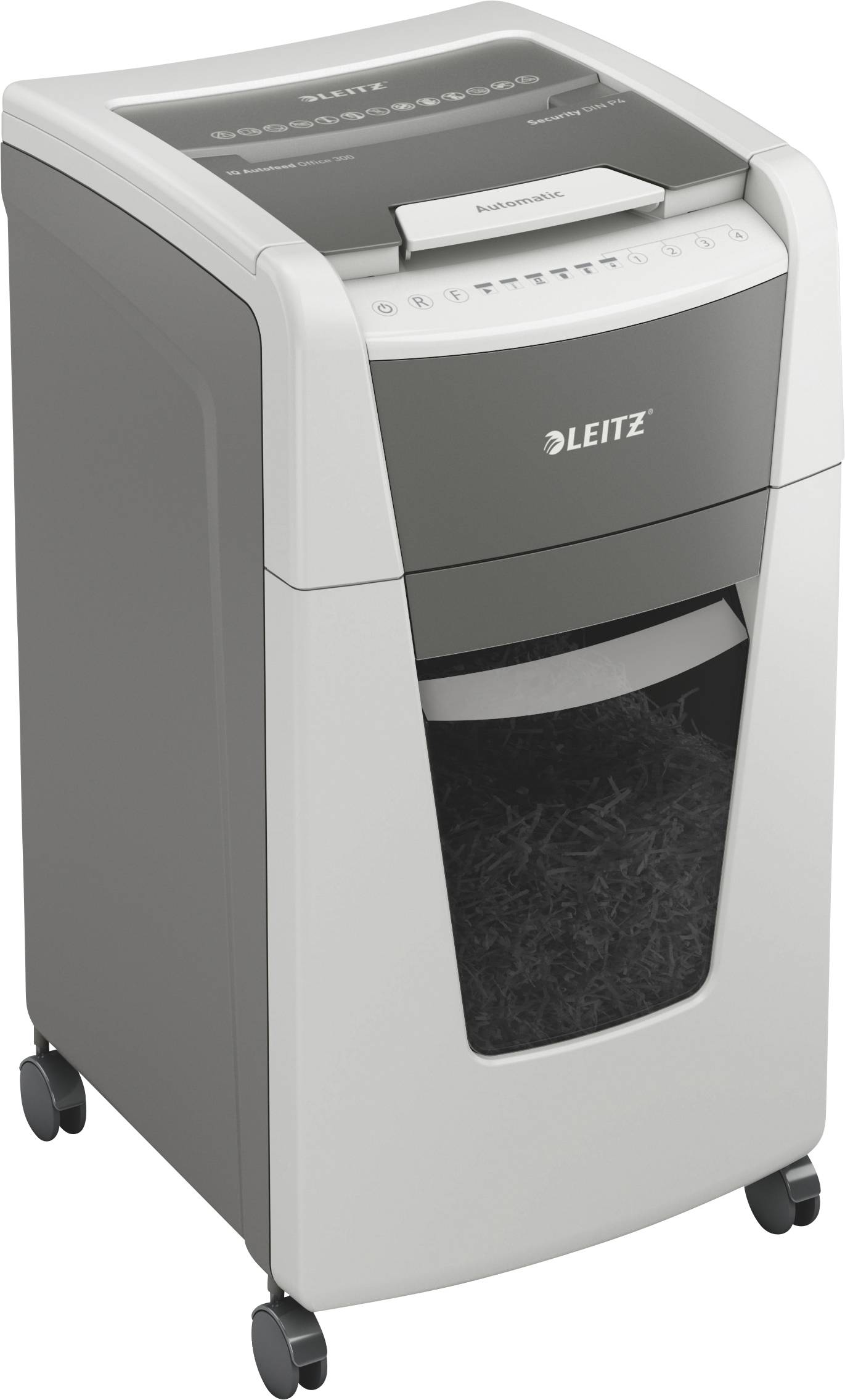 Leitz IQ Autofeed Office 300 P4 Niszczarka 300 ark. Cięcie na drobne elem. 4 x 30 mm P-4 60 l Niszczy także spinacze do - obrazek 1