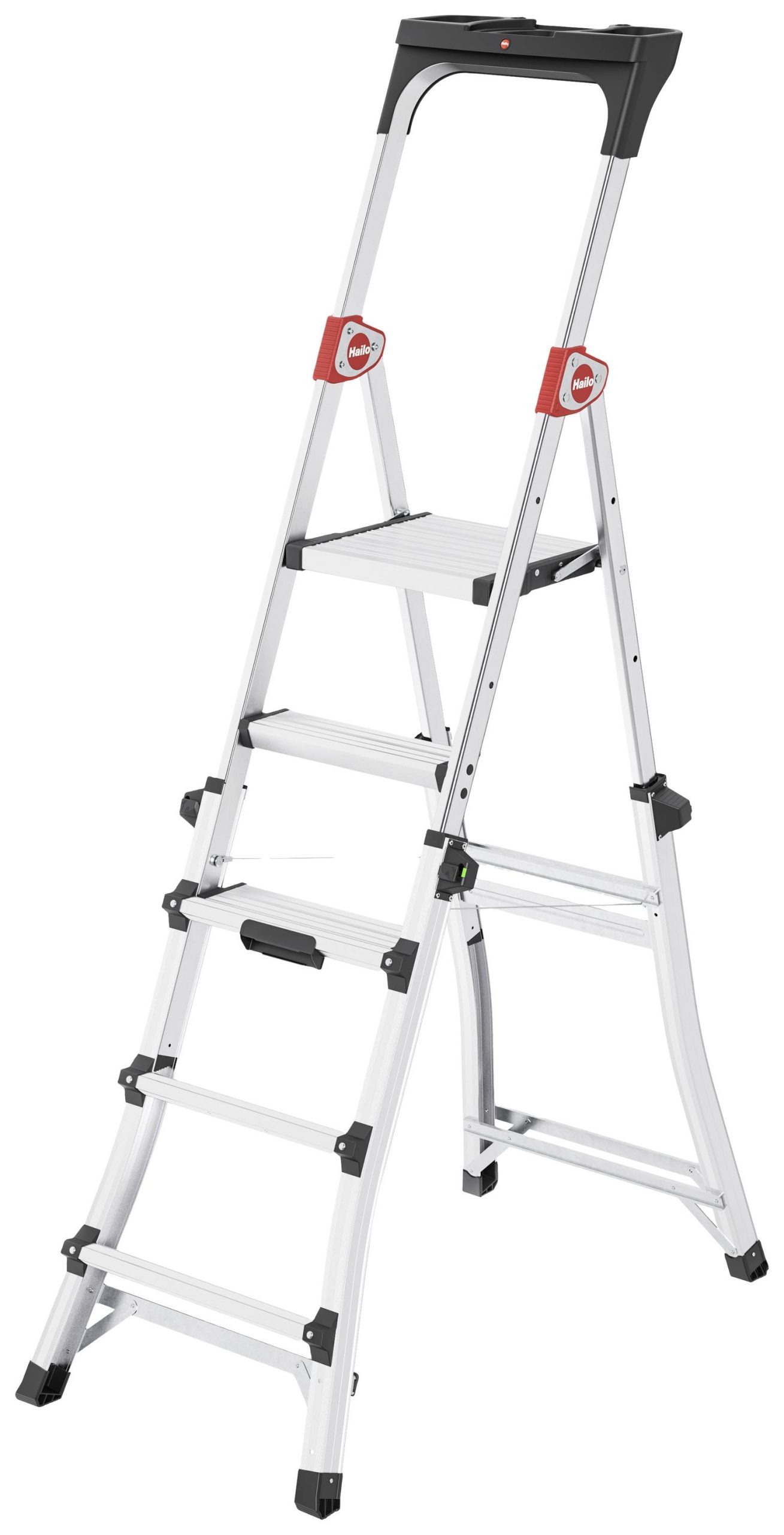 Hailo TL 100 TopLine 8450100 aluminium Drabina teleskopowa Maksymalna wysokość robocza: 3.09 m srebrny, czerwony, czarny - obrazek 1