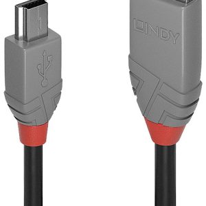 LINDY Kabel USB USB 2.0 Złącze męskie USB-A, Złącze męskie USB Mini-B 0.50 m czarny, szary 36721 LINDY Kabel USB USB 2.0 Złącze męskie USB-A, Złącze męskie USB Mini-B 0.50 m czarny, szary 36721