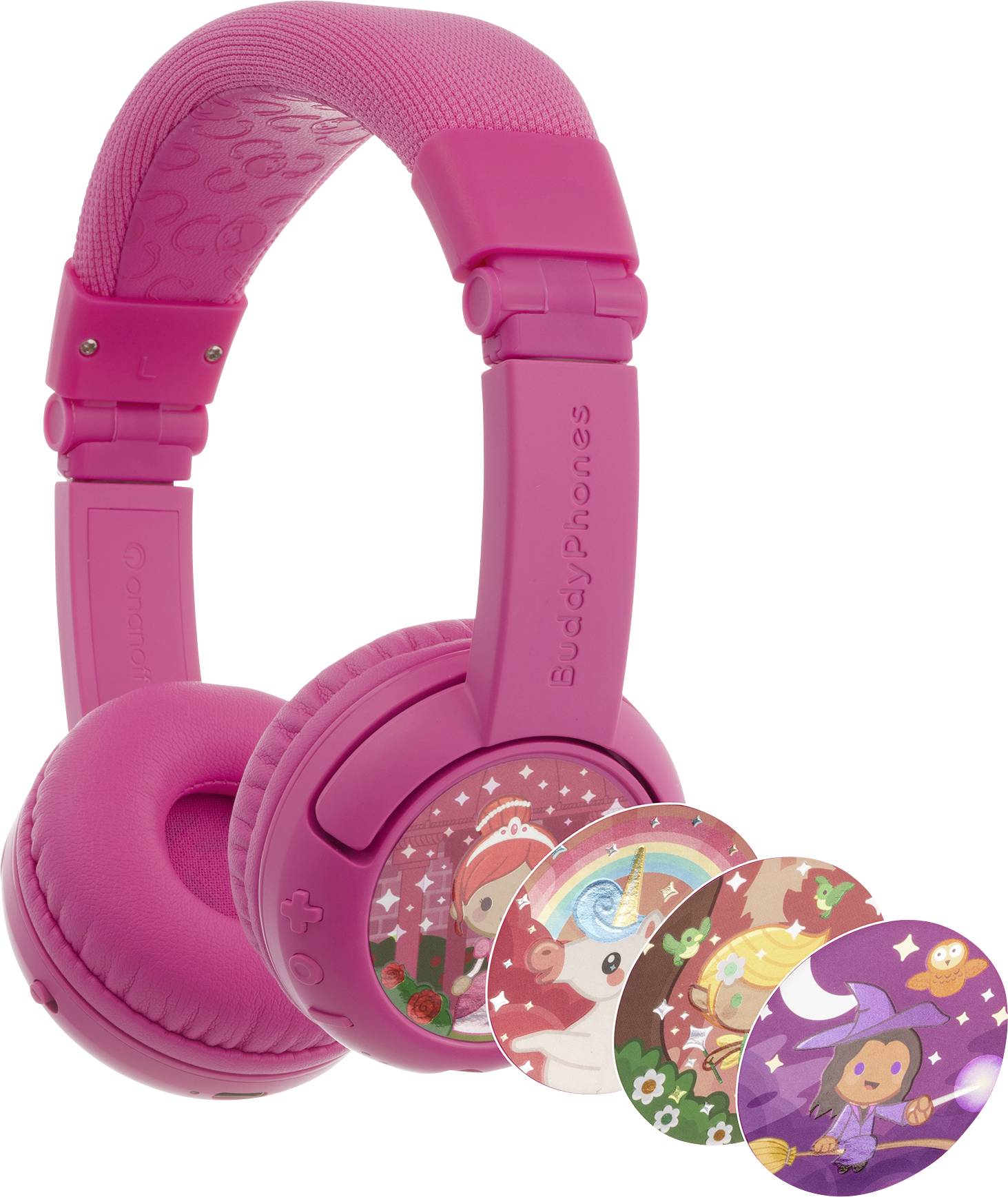 onanoff BuddyPhones® Słuchawki nauszne Bluetooth, przewód różowy ograniczenie głośności, składane, zestaw słuchawkowy Dz - obrazek 1