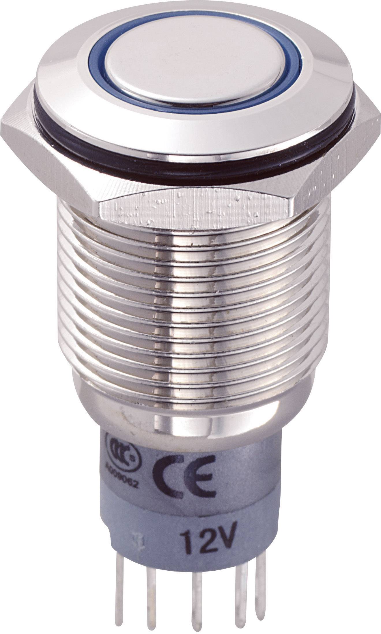 Przycisk wandaloodporny chwilowy TRU COMPONENTS LAS2GQF-11E/B/12V/N/P, 1 x wł/(wł), IP67, 1 szt. - obrazek 1
