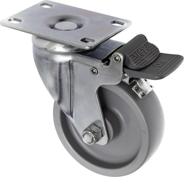 TOOLCRAFT TO-5137938 Kółko obrotowe PP z blokadą 100 mm z płytką montażową Maksymalne obciążenie: 125 kg
